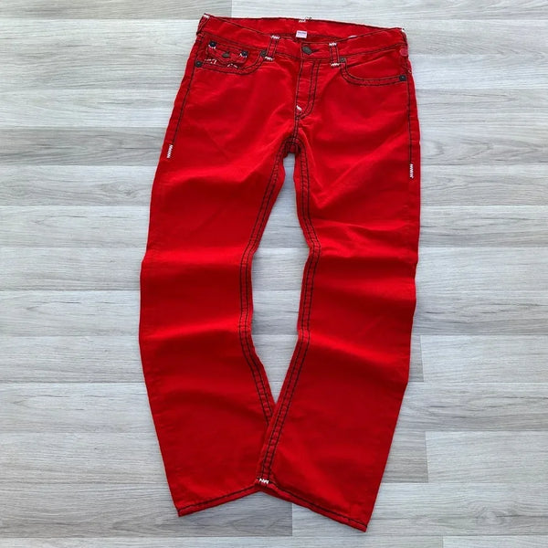 Red True Faith Embroidered Jeans