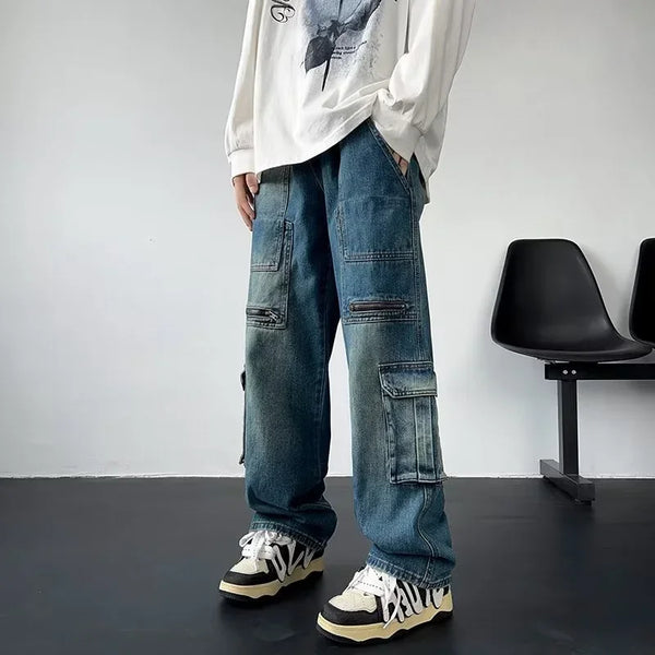 2024 New Men's Streetwear Multi-pocket Cargo Jeans