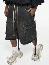 Zipper Pocket Overalls Shorts