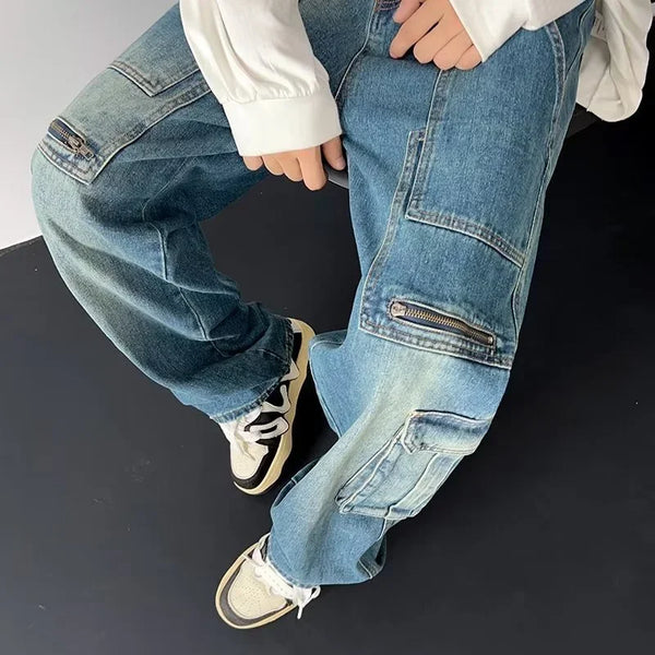 2024 New Men's Streetwear Multi-pocket Cargo Jeans